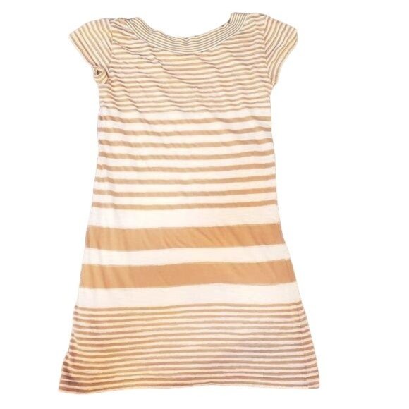 Anthropologie Maeve haven dress in tan and cream striped tee shirt dress size xs - Picture 2 of 7